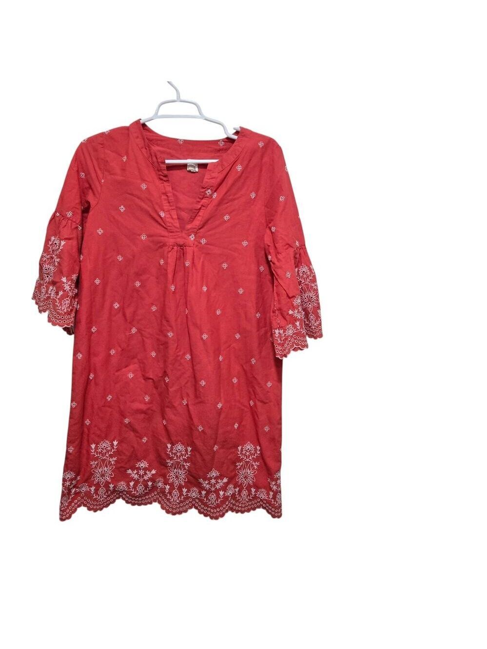 GAP Embroidered Cotton Shift Dress Bell Sleeve Boho Small
